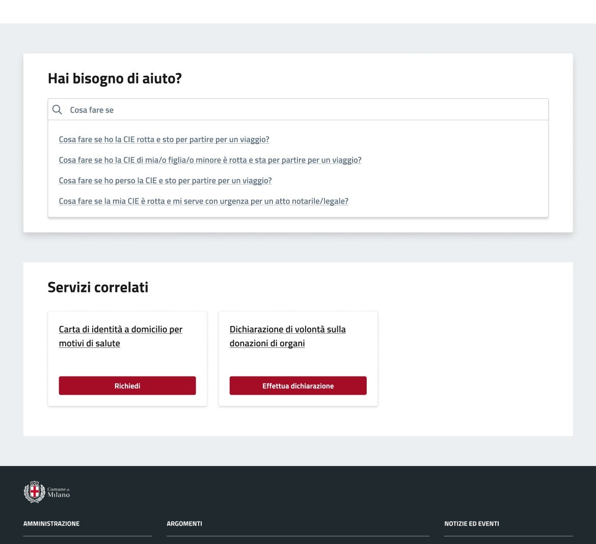 A service page showing contextual FAQs drawn from real contact-centre data, placed next to the relevant step.